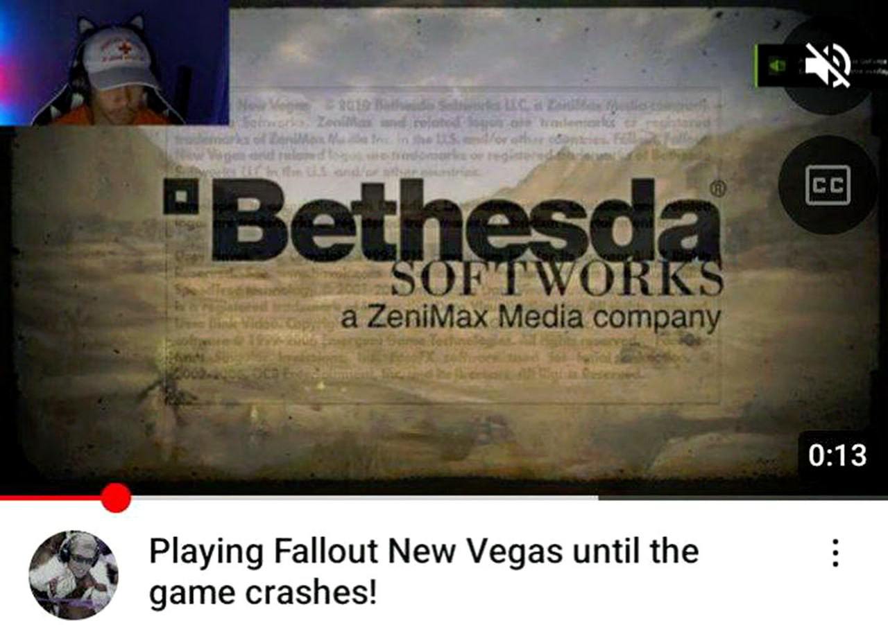 moll. ZeniMax сотрапу 0:13 Playing Fallout New Vegas until the game crashes!