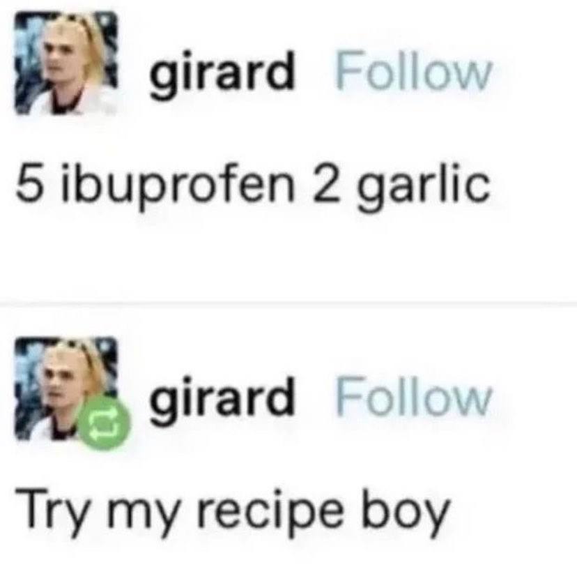 girard Follow 5 ibuprofen 2 garlic girard Try my recipe boy