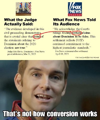What the Judge What Fox News Told Actually Said: Its Audience “The evidence developed in this “We acknowledge the Court's civil proceeding _tulings finding that is crystal clear about Dominion to be f