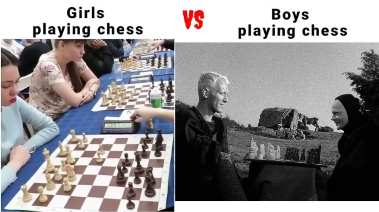 Girls Boys playing chess playing chess