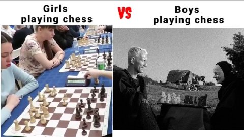 Girls Boys playing chess playing chess