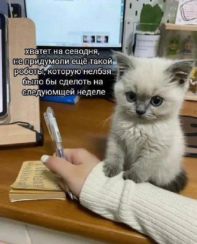 1 хватет на сево дня, не придумоли ещё такой роботы, которую нелбзя было бы сделоть на следуюмщей неделе