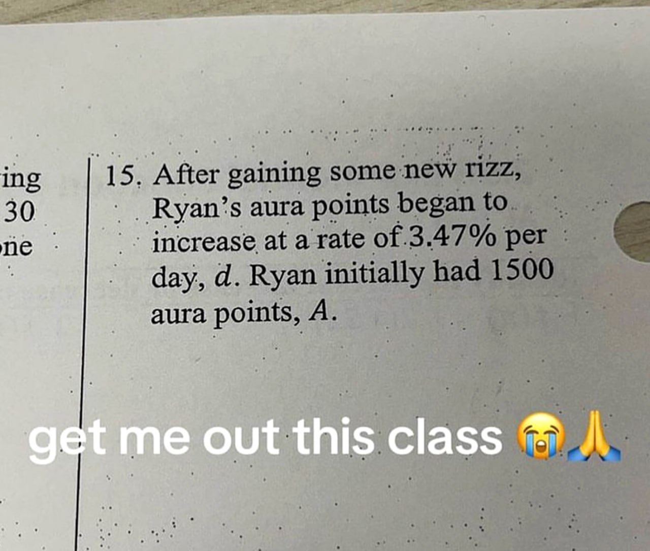 ing After gaining ome 7 a 30 Ryan’s aura points began 3 increase at arate of 3.47% day, nitially had aura points, this class