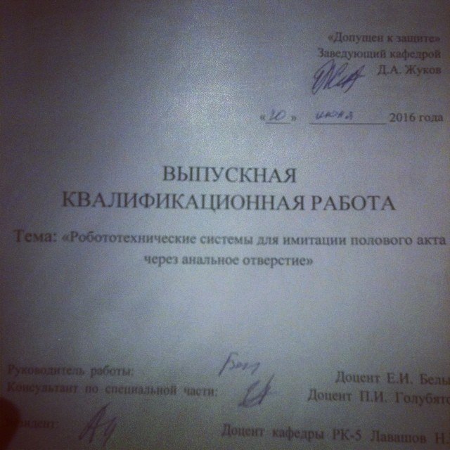 ВЫПУСКНАЯ ВАЛИФИКАЦИОННАЯ РАБОТА отехнические системы для имитации полового акта. через анальное отверстие»
