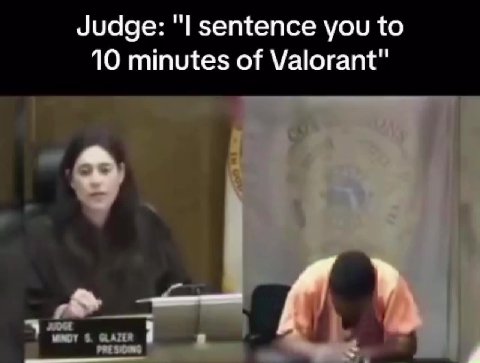 Judge: "| sentence you to 10 minutes of Valorant"