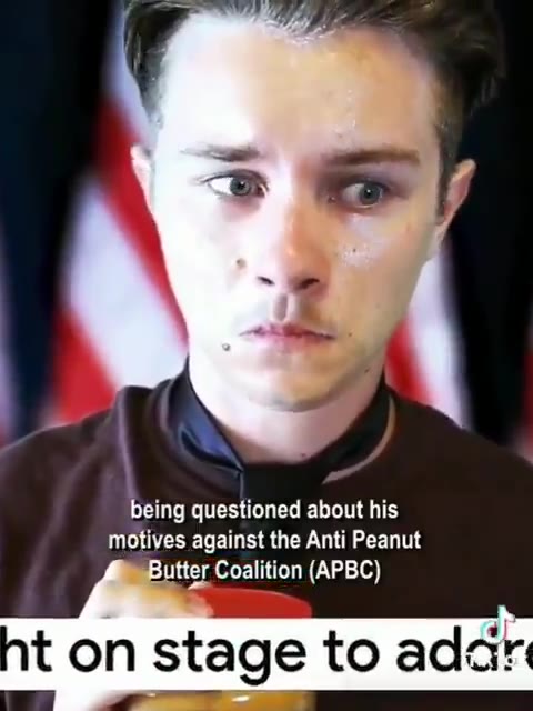 4 JeremyDerene @LuvTrumpsH8 35 . 42m TD tomer Sion crest | ainstthese radical views on cd being questioned about his motives against the Anti Peanut Butter Coalition (APBC) \ Well, |'m allergic to pea
