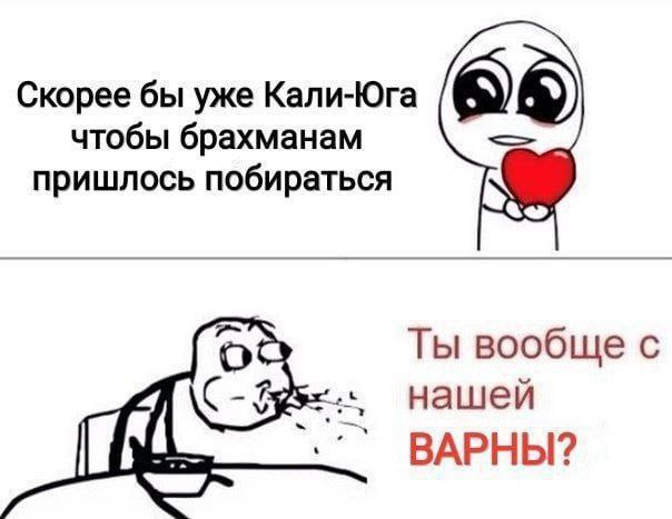 Скорее бы уже Кали-Юга чтобы брахманам пришлось побираться За Ты вообще с нашей ВАРНЫ?
