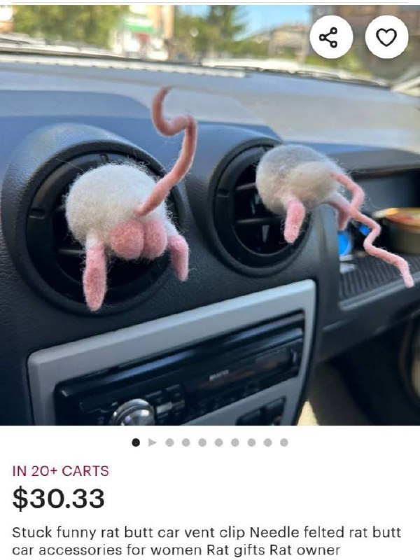 IN 20+ CARTS $30.33 Stuck funny rat butt car vent clip Needle felted rat butt car accessories for women Rat gifts Rat owner