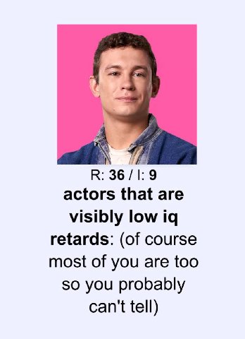В: 36 /1: 9 actors that are visibly low retards: (of course most of you are too so you probably can't tell)
