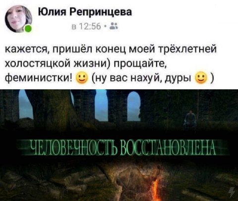 Юлия Репринцева кажется, пришёл конец моей трёхлетней холостяцкой жизни) прощайте, феминистки! (ну вас нахуй, дуры