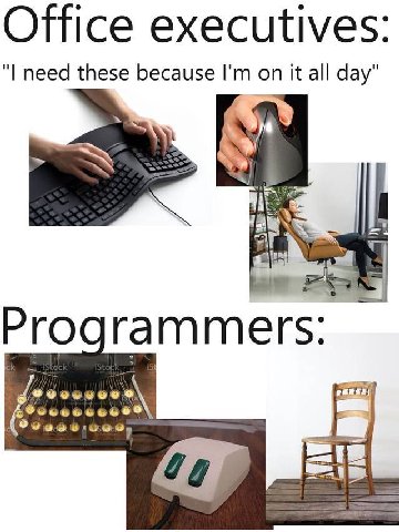 Office executives: need these because on it all day" Programmers: