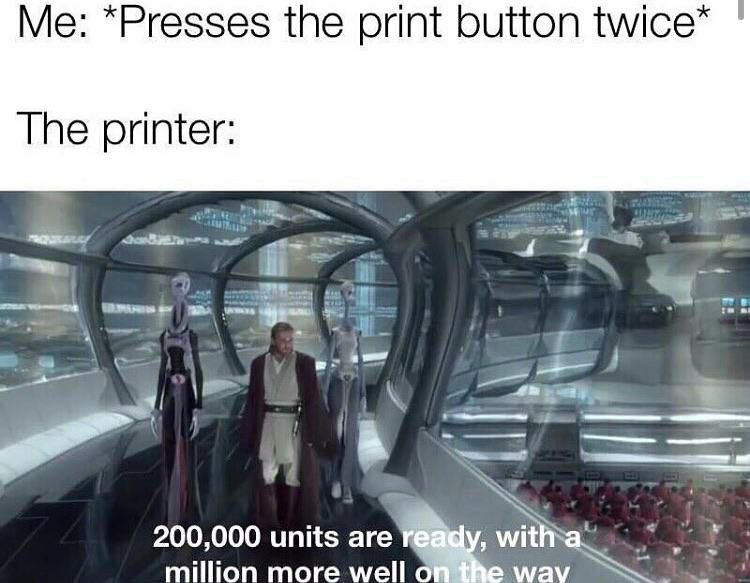 “Presses the print button The printer: NES 200,000 units bie million more well мам