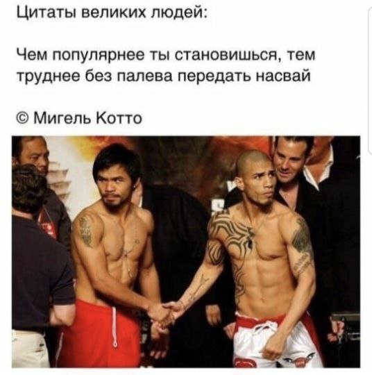 Цитаты великих людей: Чем популярнее ты становишься, тем труднее без палева передать насвай Мигель Котто vey A