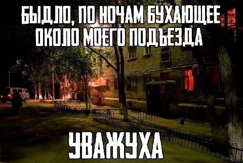 БЫДЛО, ПО НОЧАМ БУХАЮЩЕЕ ОКОЛО МОЕГО ПОДЪЕЗДА