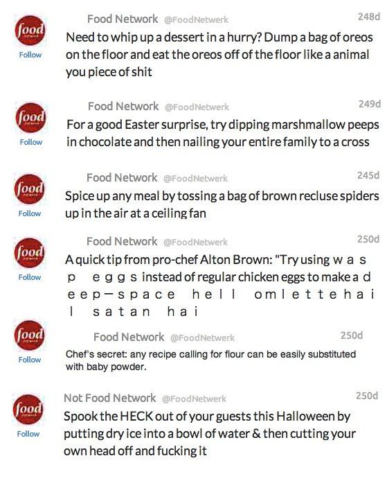 Food Network Need to whip up а dessert a hurry? Dump а bag of oreos Follow onthe floor and eat the oreos off of the floor like a animal you piece of shit Food Network For agood Easter surprise, try di