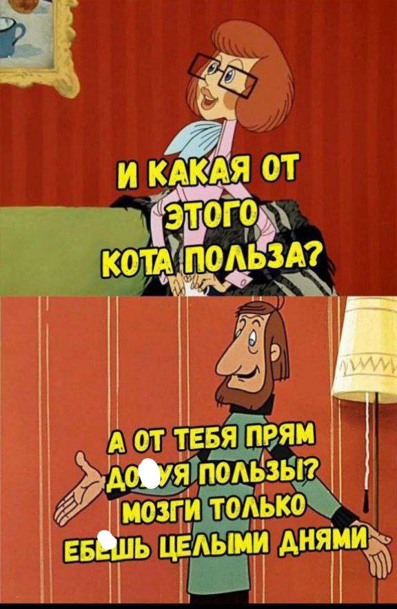 И КАКАЯ от КОТА. у А ТЕБЯ ПРЯМ дофуя пользы? мозги только ЦЕЛЫМИ a