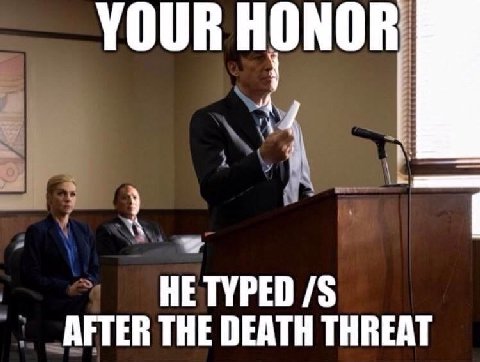 YOUR 4 НЕ TYPED AFTER THE DEATH THREAT