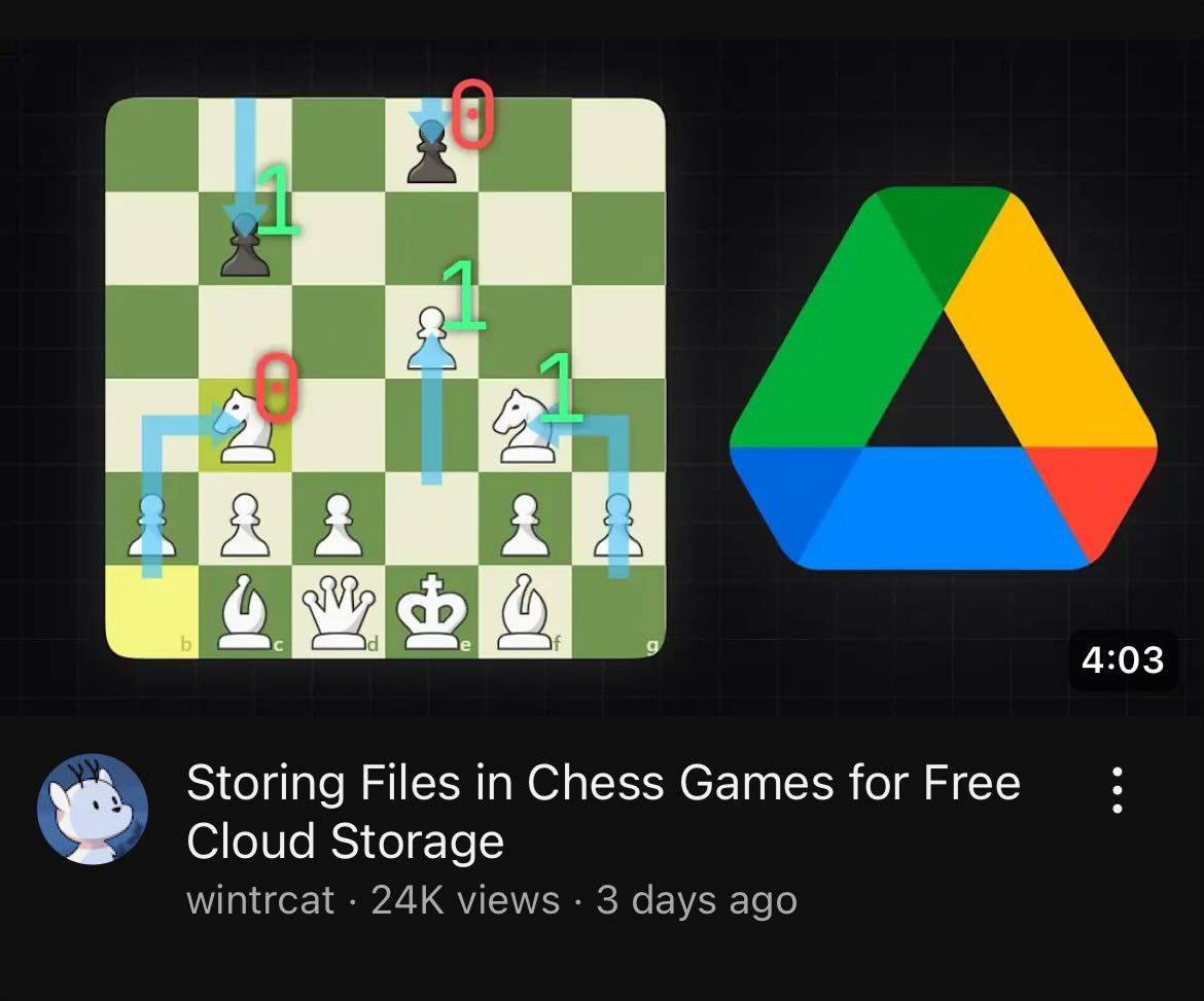4 4| a 4:03 Storing Files in Chess Games for Cloud Storage wintrcat views 3 days ago