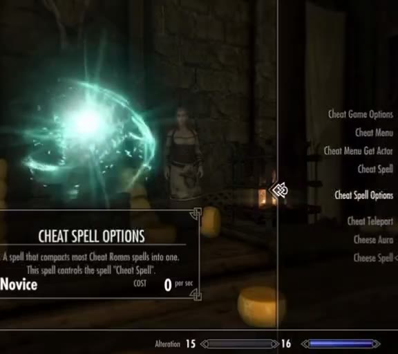 fino: Ike my дано as Housecarl very seriously [ won't hesitoté fo shed blood ту uncle Vign Cheat Menu Get Actor ___ CHEAT SPELL OPTIONS | Cheese Ако Ths spel conto the spell "Cheat Spl