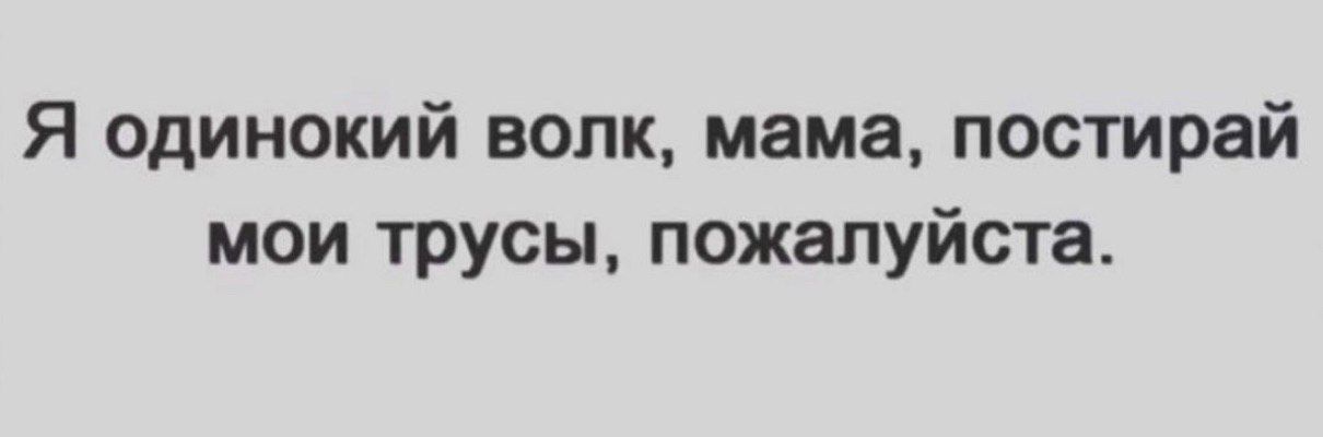 Я одинокий волк, мама, постирай мои трусы, пожалуйста.