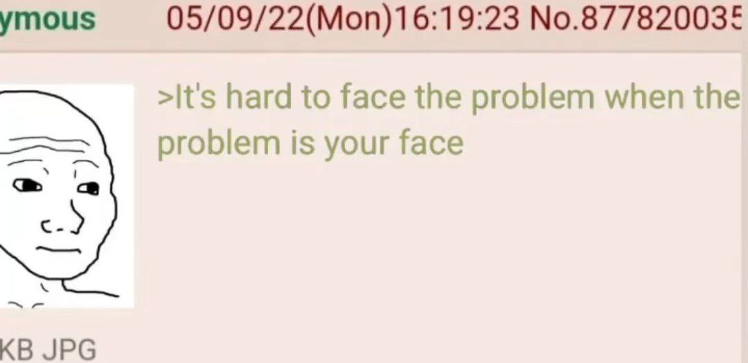 ymous 05/09/22(Mon)16:19:23 №.87782003: hard to face the problem when the problem is your face с JPG