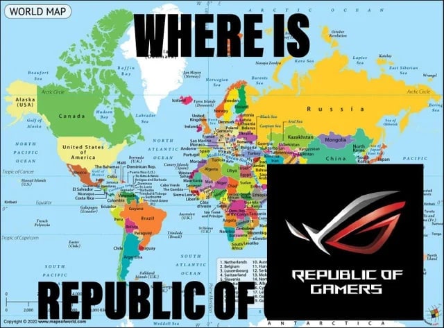 WORLD МАР WHEREIS Alasks USA Canada United States China Mores в REPUBLIC OF GAMERS PUBLIC 0 magn Com к