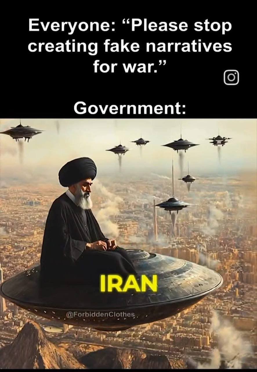 Everyone: “Please stop creating fake narratives for war.” Government: