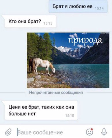 Брат я люблю ее Кто она брат? a природа Непрочитанные сообщения Цени ее брат, таких как она больше нет