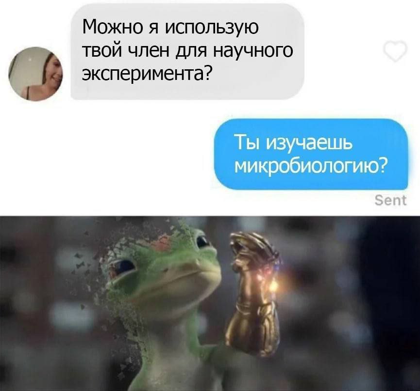 Можно я использую твой член для научного (в эксперимента? Ты изучаешь микробиологию?