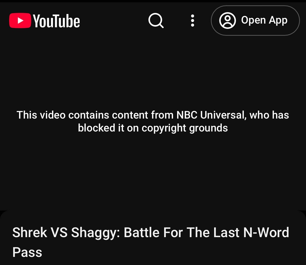 Ореп Арр This video contains content from NBC Universal, who has blocked it on copyright grounds Shrek Shaggy: Battle For The Last N-Word Pass