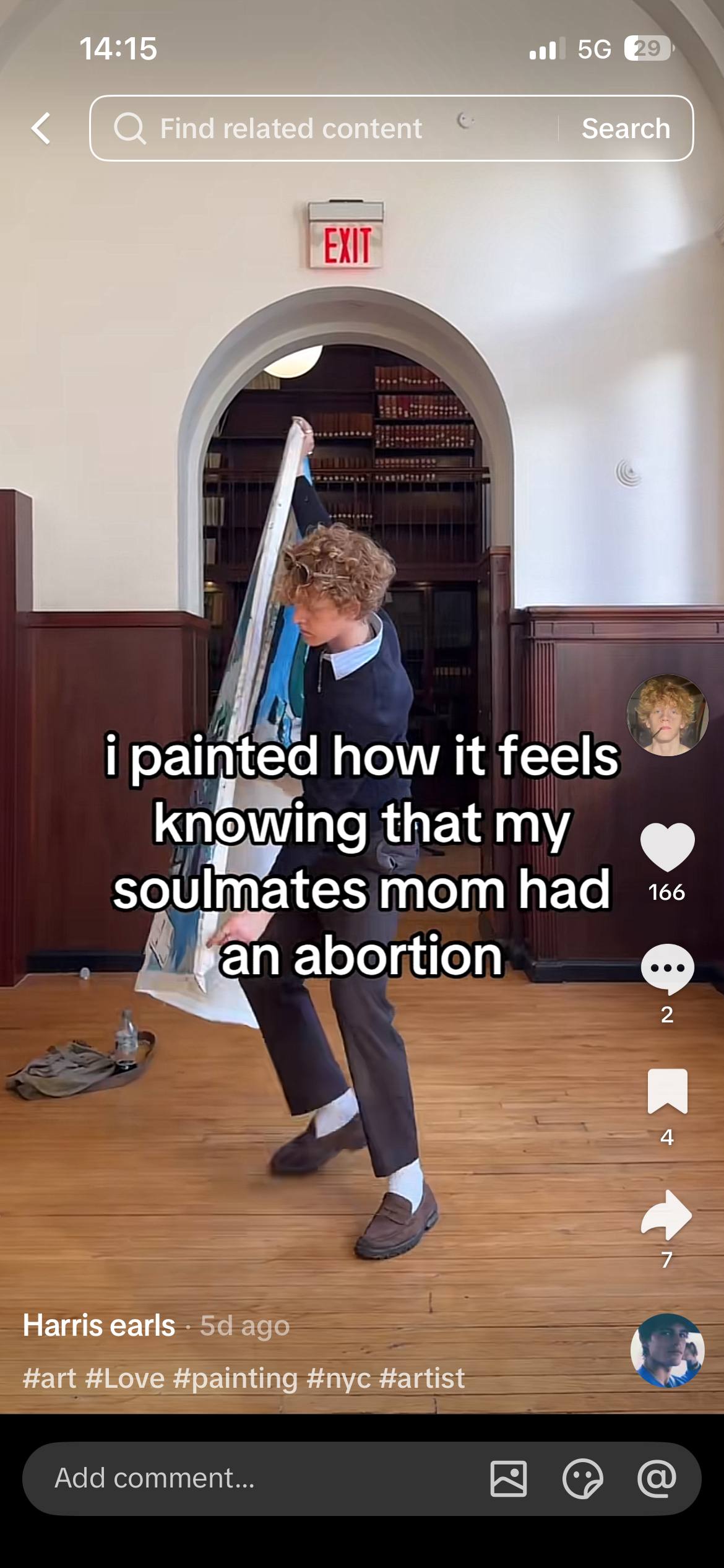 14:15 painted how it feels knowing that my soulmates mom had вап abortion 2 a 4 Harris earls eae Нам #Love #painting #nyc #artist Add comment...