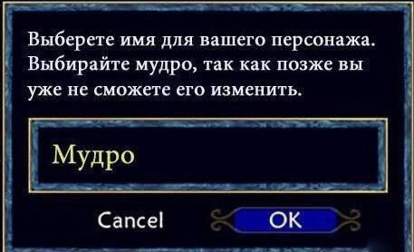 Выберете имя для вашего персонажа. Выбирайте мудро, так как позже вы уже не сможете его изменить. Мудро Сапсе!