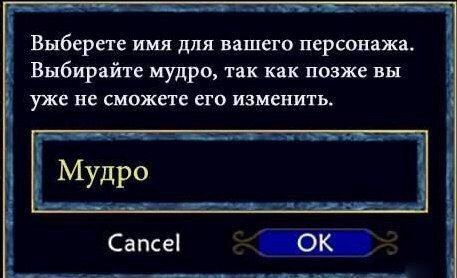 Выберете имя для вашего персонажа. Выбирайте мудро, так как позже вы уже не сможете его изменить. Мудро Сапсе!