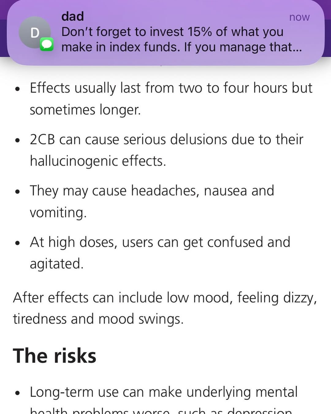 Effects usually last from two to four hours but sometimes longer. can cause serious delusions due to their hallucinogenic effects. They may cause headaches, nausea and vomiting. At high doses, users c