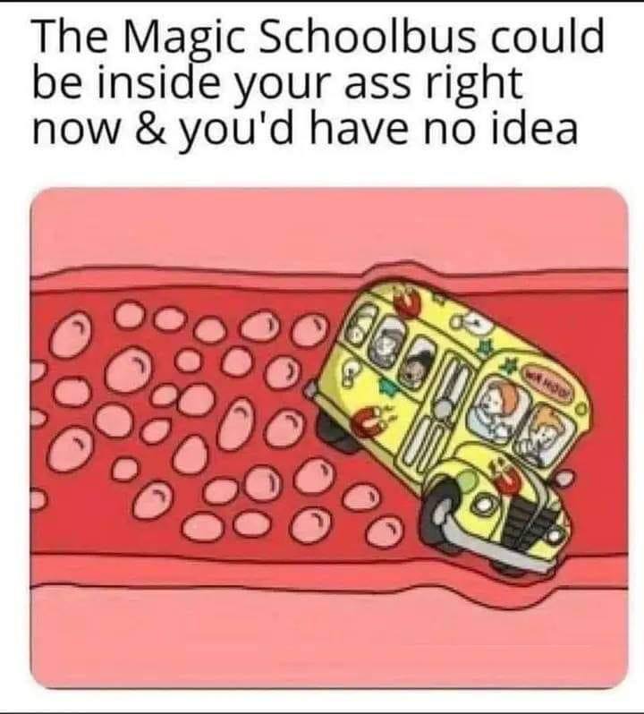 The Magic Schoolbus could be inside your ass right now you'd have no idea JON