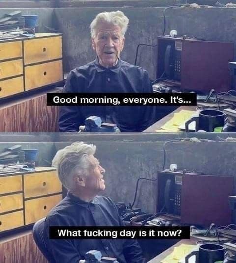 Good morning, everyone. It’s... What fucking day is it now?