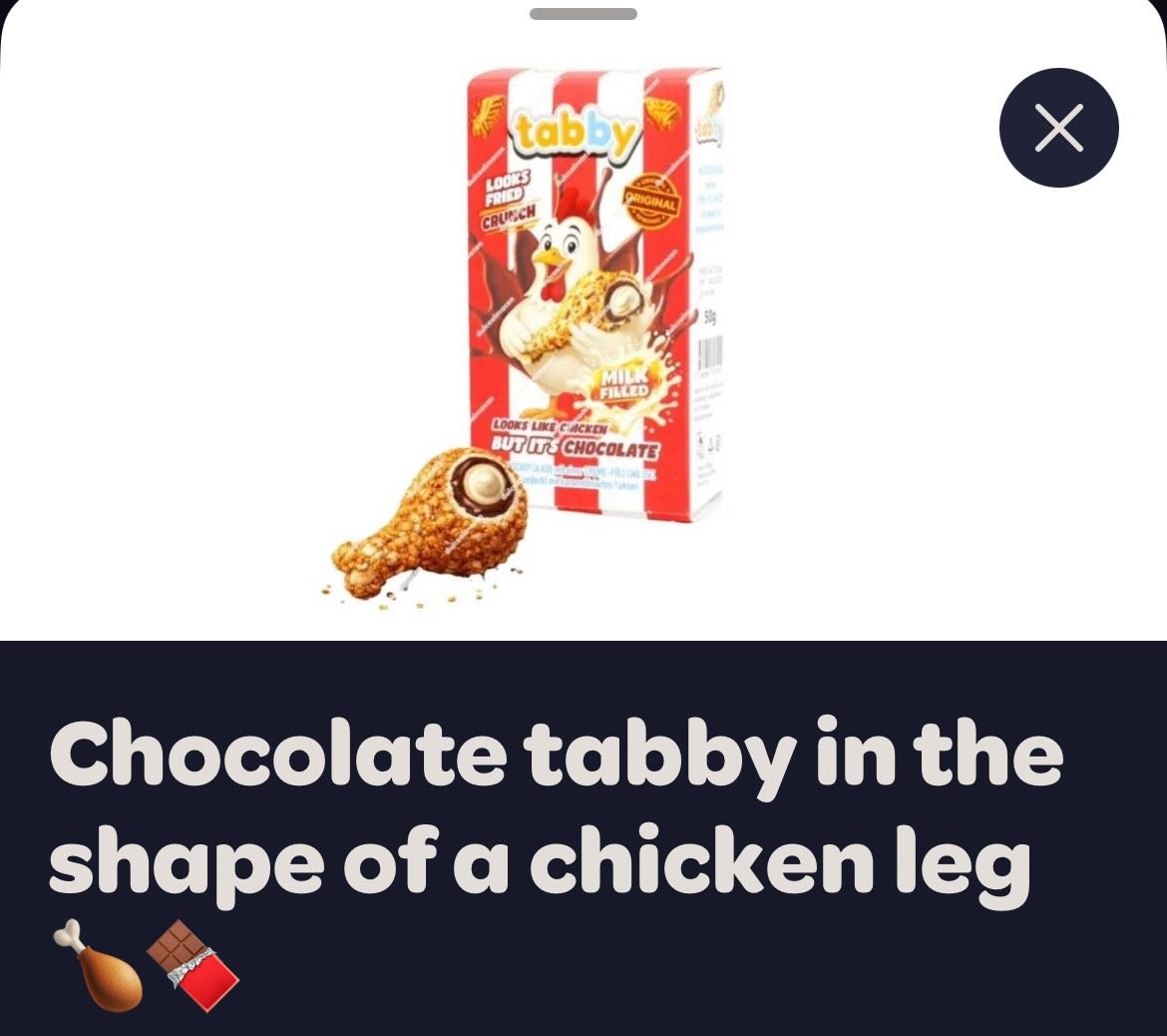 Chocolate tabby the shape of a chicken leg