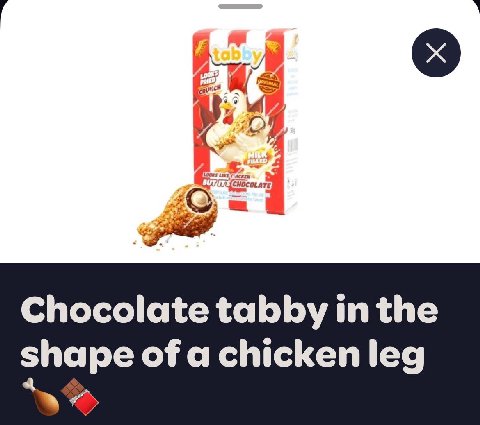 Chocolate tabby the shape of a chicken leg