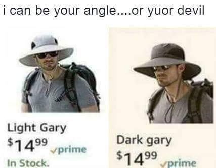 i can be your angle....or yuor devil Light Gary 1 4? Dark gary in Stock. $1 499 /prime