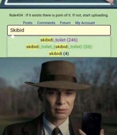 Rule#34 if К exists there is porn of И. If not, start uploading Posts Comments Forum My Account Skibid skibidi_toilet (246) skibid skibid skibidi (4)