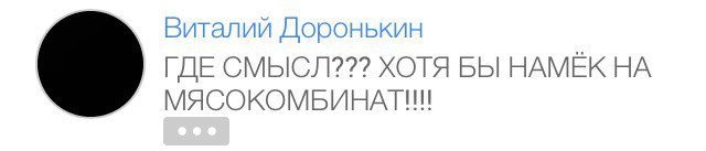 зиталии Доронькин ГДЕ СМЫСЛ??? ХОТЯ БЫ НАМЕК НА МЯСОКОМБИНАТИН