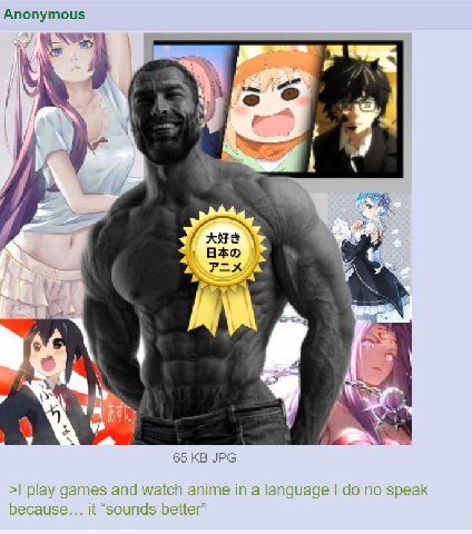 Anonymous 4 65 JPG play games and watch anime in a language no speak because it “sounds better”