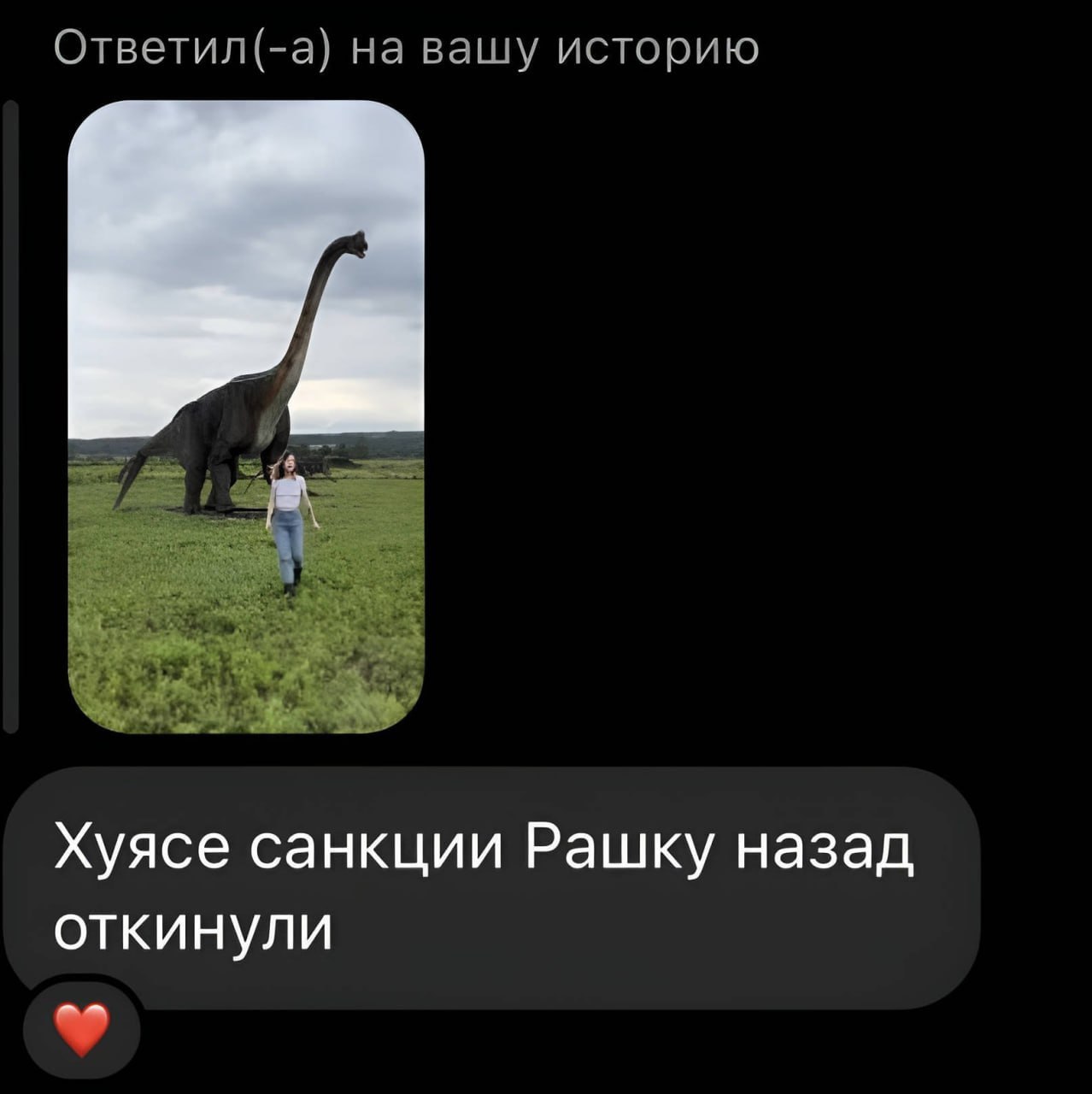 Ответил(-а) на вашу историю Хуясе санкции Рашку назад откинули