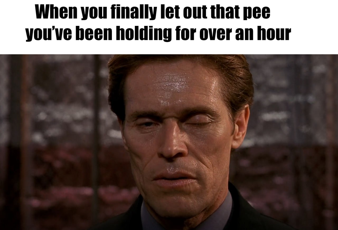 When you finally let out that pee you've been holding for over an hour