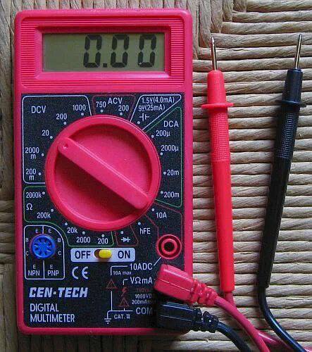 DCY 100 ACV gv(25mA) ОСА 20 2000 200, 10А 2000 ЕЕ NPN PNP CEN-TECH 1000 DIGITAL col MULTIMETER 1 25