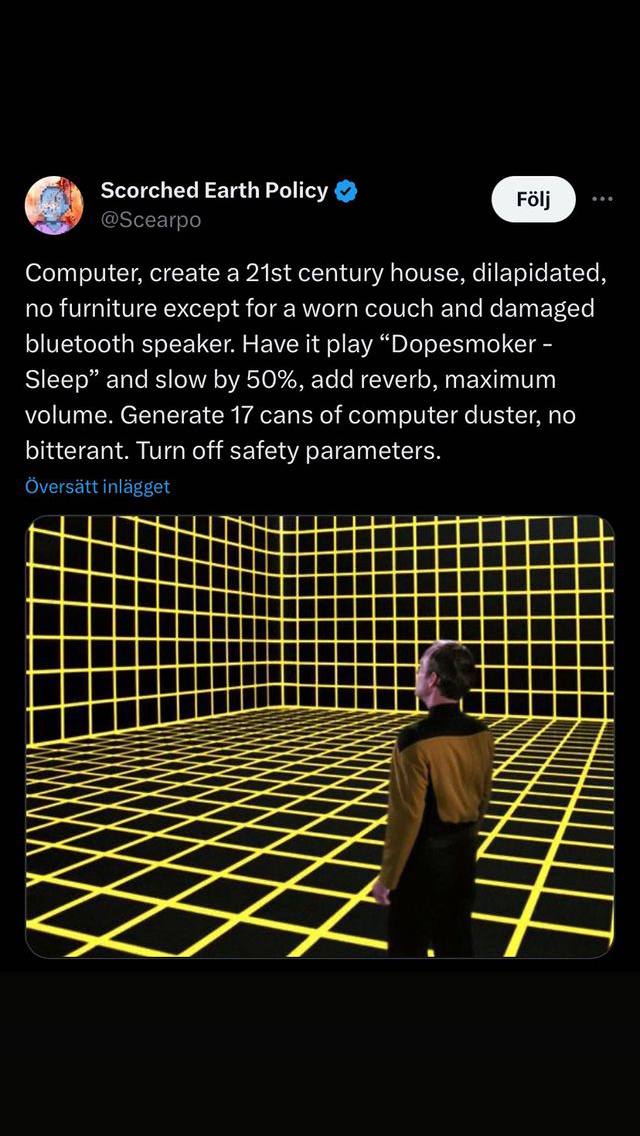 Scorched Earth Policy Computer, create a century house, dilapidated, no furniture except for a worn couch and damaged bluetooth speaker. Have it play “Dopesmoker Sleep” and slow 50%, add reverb, maxim