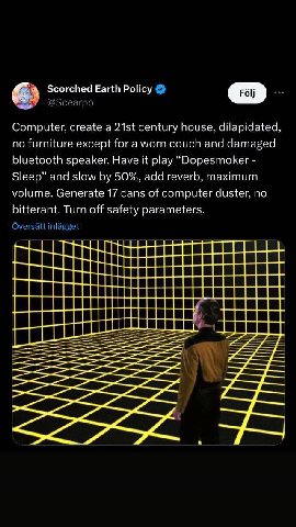 Scorched Earth Policy Computer, create a century house, dilapidated, no furniture except for a worn couch and damaged bluetooth speaker. Have it play “Dopesmoker Sleep” and slow 50%, add reverb, maxim