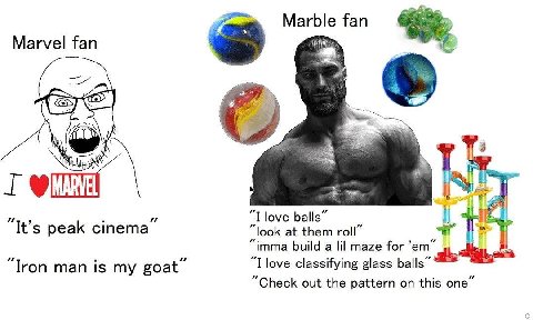 fan Marvel fan MARVEL love balls” peak стета” “look at them roll” 7 “imma build a lil maze for “Tron man is my love classifying glass balls” “Check out the pattern on this one”