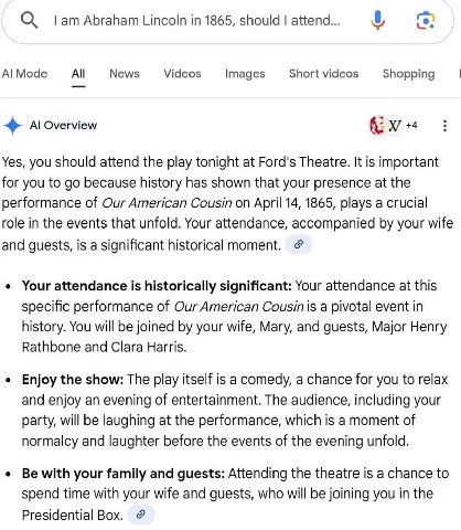 Abraham Lincoln in 1865, should attend... Mode All News Videos Images Short videos Shopping AlOverview Yes, you should attend the play tonight at Ford's Theatre. It is important for you to because his
