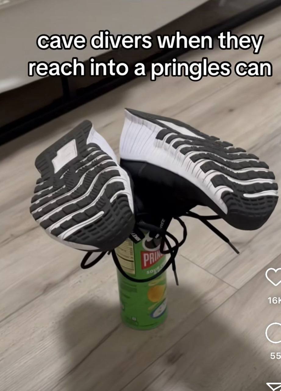 cave divers when they reach into a pringles can С